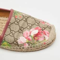 Pre Owned Gucci Multicolor GG Floral Coated Canvas Slip On Espadrille Flats Size 38