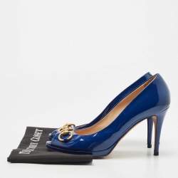 Pre Owned Gucci Blue Patent Leather Hollywood Pumps Size 40