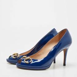 Pre Owned Gucci Blue Patent Leather Hollywood Pumps Size 40