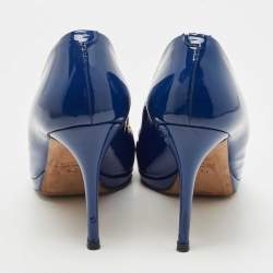 Pre Owned Gucci Blue Patent Leather Hollywood Pumps Size 40