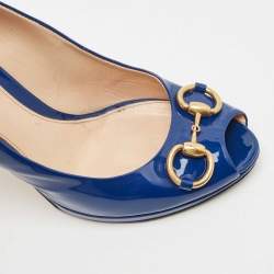 Pre Owned Gucci Blue Patent Leather Hollywood Pumps Size 40