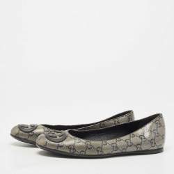 Gucci Grey Coated Canvas GG Ballet Flats Size 36