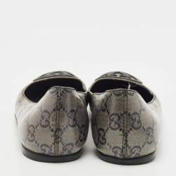 Gucci Grey Coated Canvas GG Ballet Flats Size 36