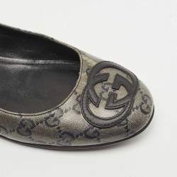 Gucci Grey Coated Canvas GG Ballet Flats Size 36