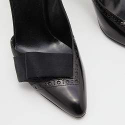 مملوكة مسبقًا Gucci Black Leather and Satin Bow D'orsay Pumps Size 37.5