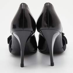 مملوكة مسبقًا Gucci Black Leather and Satin Bow D'orsay Pumps Size 37.5