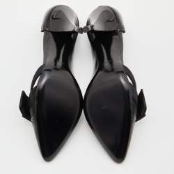 مملوكة مسبقًا Gucci Black Leather and Satin Bow D'orsay Pumps Size 37.5