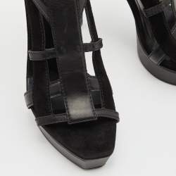Gucci Black Leather and Suede Daryl Sandals Size 37.5