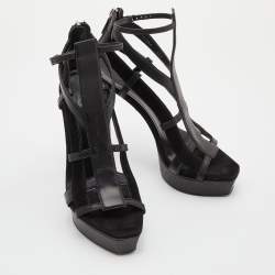 Gucci Black Leather and Suede Daryl Sandals Size 37.5