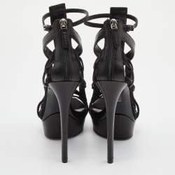 Gucci Black Leather and Suede Daryl Sandals Size 37.5