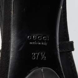 Gucci Black Leather and Suede Daryl Sandals Size 37.5