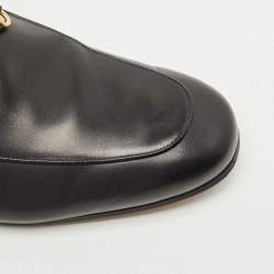 Pre Owned Gucci Black Leather And Fur Princetown Mules Size 40.5