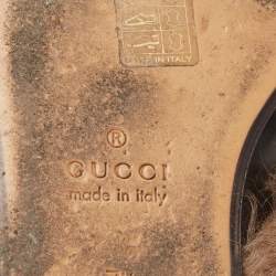 Pre Owned Gucci Black Leather And Fur Princetown Mules Size 40.5