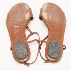 Gucci Brown Leather Horsebit Flat Sandals Size 36.5