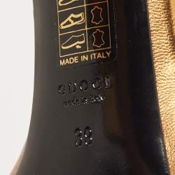 Gucci Black Croc Embossed Leather Slingback Peep Toe Sandals Size 39