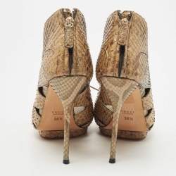 Gucci Metallic Python Open Open Toe Ankle Boots Size 36.5