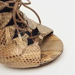 Gucci Metallic Python Open Open Toe Ankle Boots Size 36.5