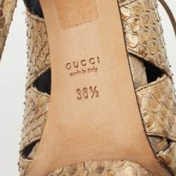 Gucci Metallic Python Open Open Toe Ankle Boots Size 36.5