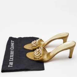 Gucci  Metallic PVC Interlocking G Buckle Slides Size 37.5