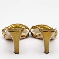 Gucci  Metallic PVC Interlocking G Buckle Slides Size 37.5