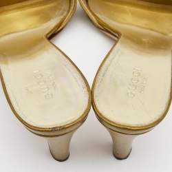 Gucci  Metallic PVC Interlocking G Buckle Slides Size 37.5