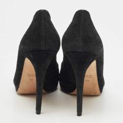 Pre Owned Gucci Black Suede  Hollywood Peep Toe Pumps Size 38