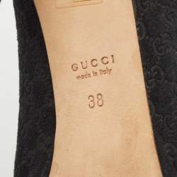 Pre Owned Gucci Black Suede  Hollywood Peep Toe Pumps Size 38