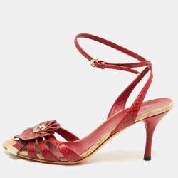 Gucci Red Python Ankle Wrap Sandals Size 36