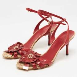 Gucci Red Python Ankle Wrap Sandals Size 36