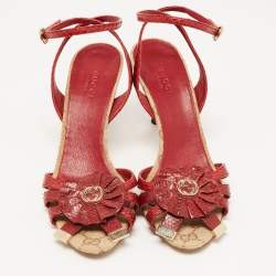 Gucci Red Python Ankle Wrap Sandals Size 36