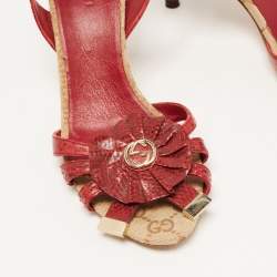 Gucci Red Python Ankle Wrap Sandals Size 36