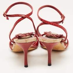 Gucci Red Python Ankle Wrap Sandals Size 36