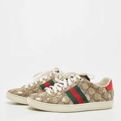 Pre Owned Gucci Beige/Brown GG Supreme Canvas Printed Bee Ace Sneakers Size 36