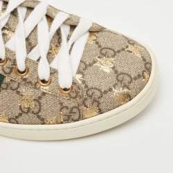 Pre Owned Gucci Beige/Brown GG Supreme Canvas Printed Bee Ace Sneakers Size 36