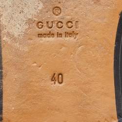 Pre Owned Gucci Black Leather Rose Embroidered Princetown Horsebit Flat Mules Size 40