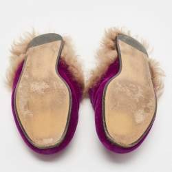 Pre Owned Gucci Purple Velvet Princetown Flat Mules Size 38