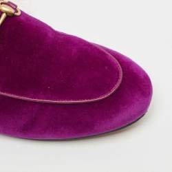 Pre Owned Gucci Purple Velvet Princetown Flat Mules Size 38