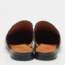 Pre Owned Gucci Black Leather Princetown Flat Mules Size 38