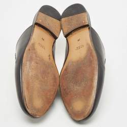 Pre Owned Gucci Black Leather Princetown Flat Mules Size 38