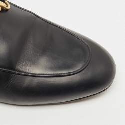 Pre Owned Gucci Black Leather Princetown Flat Mules Size 38