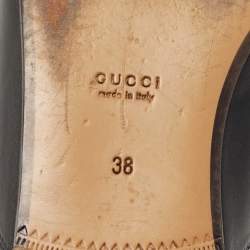 Pre Owned Gucci Black Leather Princetown Flat Mules Size 38