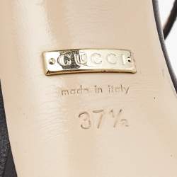 Gucci Black Leather Platform Ankle Strap Sandals Size 37.5