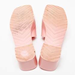 Gucci Pink Rubber Logo Platform Slides Size 36