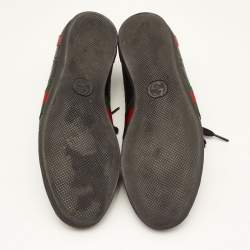 Gucci Black Guccissima Leather Web Ace Sneakers Size 37