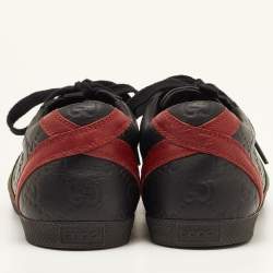 Gucci Black Guccissima Leather Web Ace Sneakers Size 37