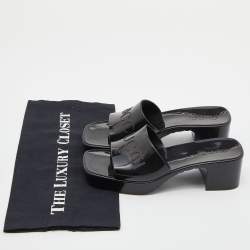 Gucci Black Rubber Logo Platform Slide Sandals Size 35