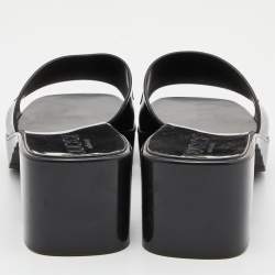 Gucci Black Rubber Logo Platform Slide Sandals Size 35