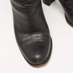 Pre Owned Gucci Black Leather Bamboo Tassel Knee Length Boots Size 39