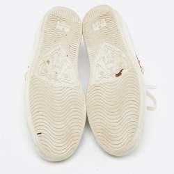 Gucci White Leather Faux Pearl and Spike Embellished Ace Sneakers Size 38.5