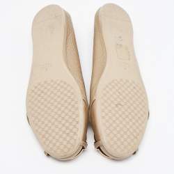 Pre Owned Gucci Metallic Leather Interlocking G Buckle Ballet Flats Size 37.5